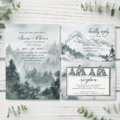 Woodland | Snowy Winter Forest Waterverf Invitati Kaart (Personaliseer de collectie van deze zelfstandige maker.)