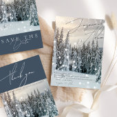 Winter Wonderland Woodland Sneeuwscript Bruiloft RSVP Kaartje