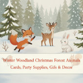 Winter Woodland Merry Christmas Forest Animals Etiket