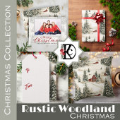 Rustiek Snowy Woodland Village Rood Wit Kerstmis Groot Cadeauzakje