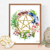 Pentacle Natuur Wreath Flowers Boho Wreath Pokerkaarten