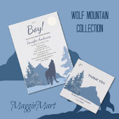 Baby shower Wolf Mountain Forest Boy Bedankkaart