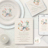 Wonderland Rabbit Tea Party 1e verjaardag Kaart