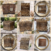 Bruin Hout Rustieke String Lights Wedding Kaart