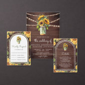 Wood Sunflowers Mason Jar Arch Wedding RSVP Kaartje (Personaliseer de collectie van deze zelfstandige maker.)