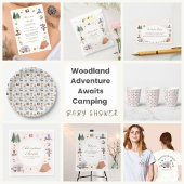 Woodland Adventure wacht op Camping Baby shower Informatiekaartje