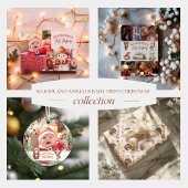 4 Foto's Woodland Animals Baby Eerste Kerstmis Feestdagenkaart