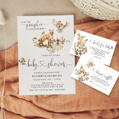 Bosdieren Pompoen Herfst Bloemen Baby shower All In One Uitnodiging