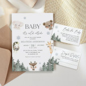 Woodland Winter Baby shower All In One Uitnodiging