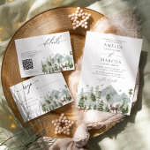 Woodland Evergreen Trees bruiloft uitnodiging