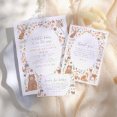 Shiny Woodland Forest Dieren Baby shower Folie Uitnodiging