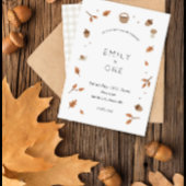 Fall Leaves Autumn Woodland Gingham Invite Kaart