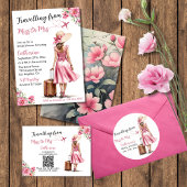 Miss to Mrs Travel Pink Bow Dress Vrijgezellenfees Reclamebord Met Voetstuk