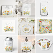 Bruiloft met gele en oranje wilde bloemen welkom  poster