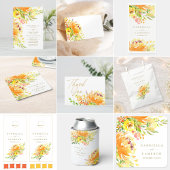 Rustic Yellow Flowers Waterverf Wedding Custom Kartonnen Onderzetters