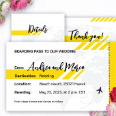 Yellow Beach Boarding Pass Trouwruimte Kaart