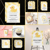 Geel Modern Rubber Ducky Baby shower Papieren Bordje