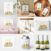 Zonnebloem Geel Waterverf Bloemige Bruiloftsdouche Ronde Sticker