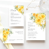Yellow Floral Rose Wedding Table Numbers