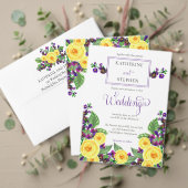 Gele rozen | Violets Boho Floral Wedding All In One Uitnodiging (Personaliseer deze collectie van deze onafhankelijke maker. Test)