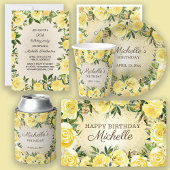 Gele Bloemen Rozen Gouden Glitter 40e Verjaardag Spandoek