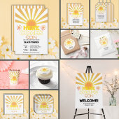 Gele strepen hier komt het Son Baby shower Informatiekaartje