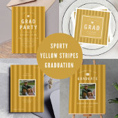Modern Yellow Stripes Graduation Return Address Etiket
