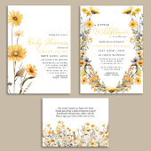 Yellow Wildflower Baby shower dank u kaart