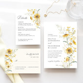 Yellow Wildflower Sunflower Wedding Reception Menu