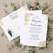 Gouden Zonnebloem vlinder Weide Bruiloft All In One Uitnodiging (Personaliseer deze collectie van deze onafhankelijke maker. Test)