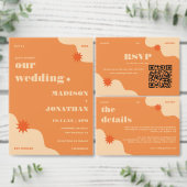 Retro Bright & Bold Summer Wedding Kaart (Personaliseer de collectie van deze zelfstandige maker.)