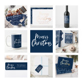 Blauw-wit script vrolijk kerstfeest koffiemok