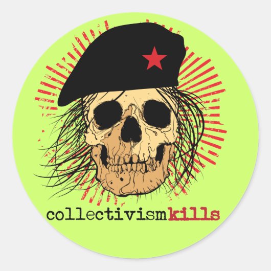 Collectivisme Kills Ronde Sticker (Voorkant)