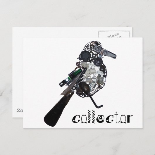"Collector" Magpie Found-Object Sculpture Briefkaart (Voorkant / Achterkant)