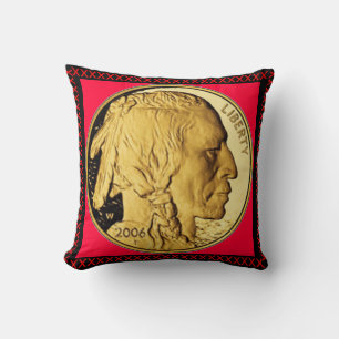 "Collector pillow-Buffalo (Indiaas hoofd) nikkel" Kussen