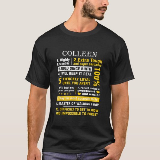COLLEEN Zeer excentriek 10 feiten Voornaam T-shirt (Voorkant)