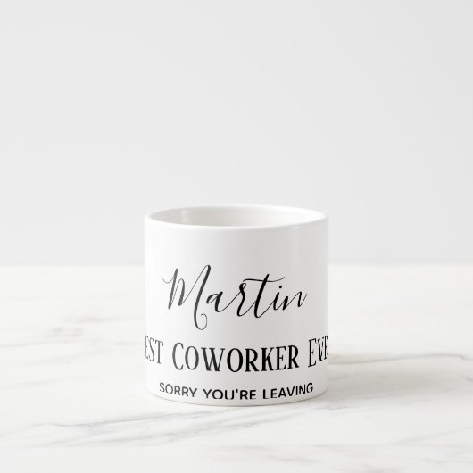 Collega Baas Gaat Weg ADD Grappige Spreuk, Op Maat Espresso Kop (Voorkant)