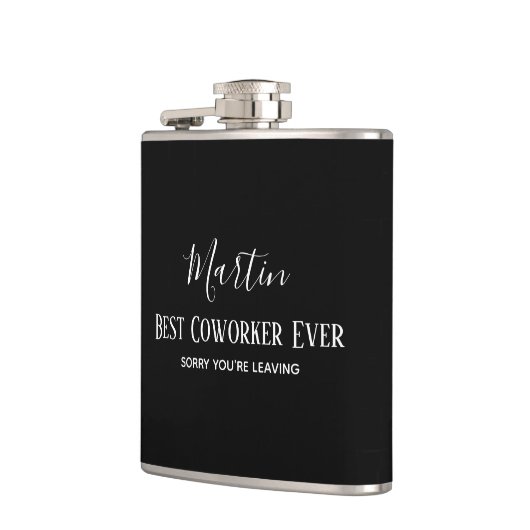 Collega Baas Gaat Weg ADD Grappige Spreuk, Op Maat Heupfles (Links)