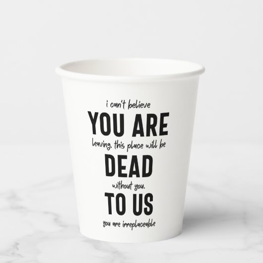 collega farewell, pensionering, medearbeider vaarw papieren bekers (Voorkant)