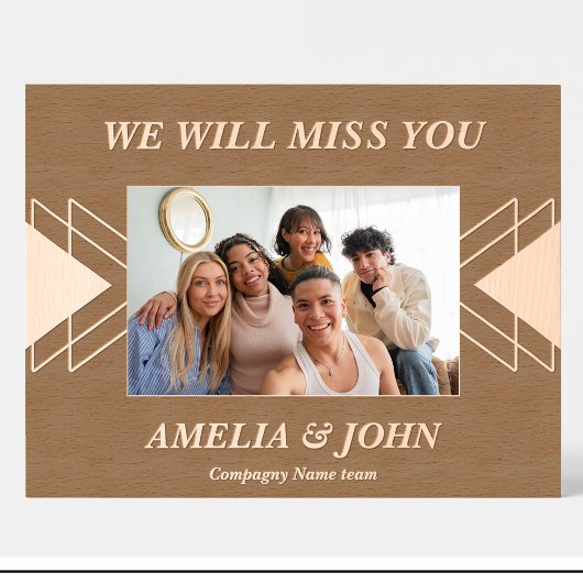 Collega Geometrische Custom Wood Afbeelding Lijste Gegraveerde Lijstjes