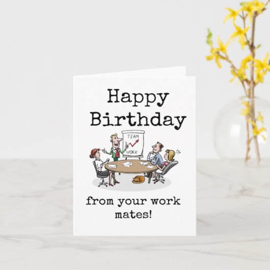 Collega Verjaardag Kaart, Van Werk Mates, Schattig Kaart (Gele Bloem)