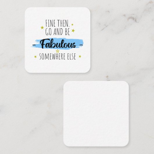 Collega vertrekt, gaat weg, afscheidscadeau vierkante visitekaartje (Voorkant / Achterkant)