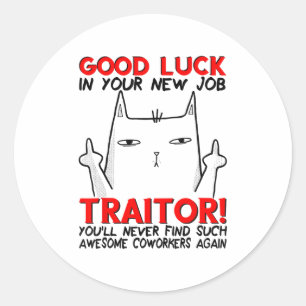 Collega vertrekt, stopt, gaat weg, baan verandert, ronde sticker