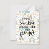 Collega werk vriend cadeau Werk BFF, vriendschap Notitiekaartje (Voorkant)