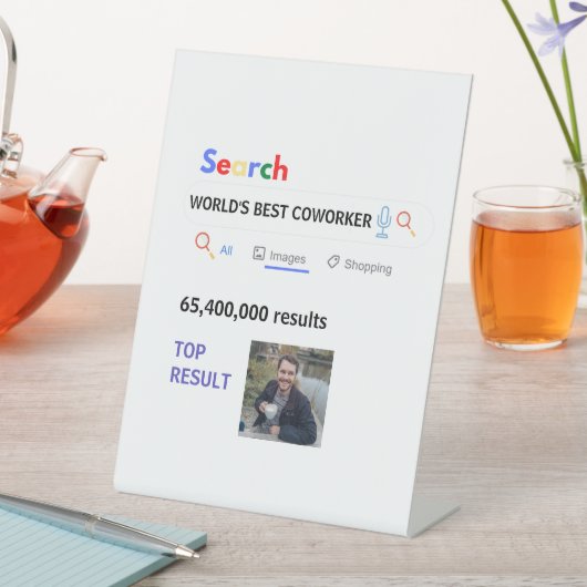 Collegagiften met foto voor baas verpleegster lera reclamebord met voetstuk (Insitu)