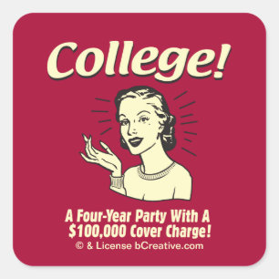 College: 4 jaar Partij 100.000 Hoesje Vierkante Sticker
