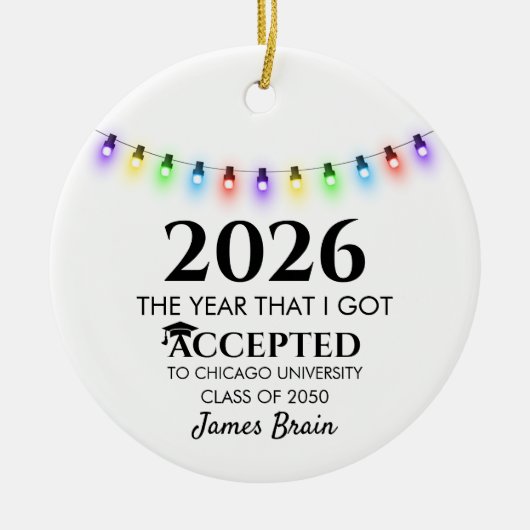 College Acceptance Ornament, College Ornaments,  Keramisch Ornament (Voorkant)