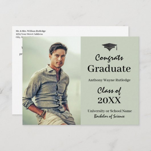 College afstuderen aankondiging met foto (Voorkant / Achterkant)