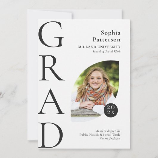 College Afstuderen Black White Aankondiging (Voorkant)