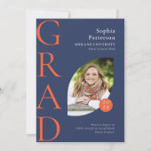 College Afstuderen Foto Blue Oranje Aankondiging (Voorkant)